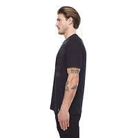 Dark Black Men's Short-Sleeve Graphic Henley T-Shirt