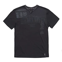 Dark Black Men's Short-Sleeve Graphic Henley T-Shirt