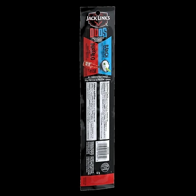Jack Link's Chicken Sticks DUOs – Frank's RedHot Buffalo Style & Ranch, 52g (2 Sticks), Two Flavors, One Pack! Jack Link’s Sticks DUOs