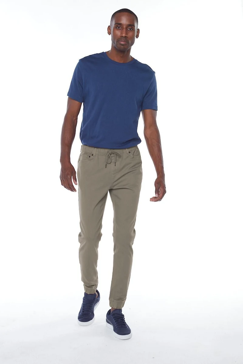 Jeaniologie ™ Men's 5-pocket Classic Cuffed Jogger- Light Olive