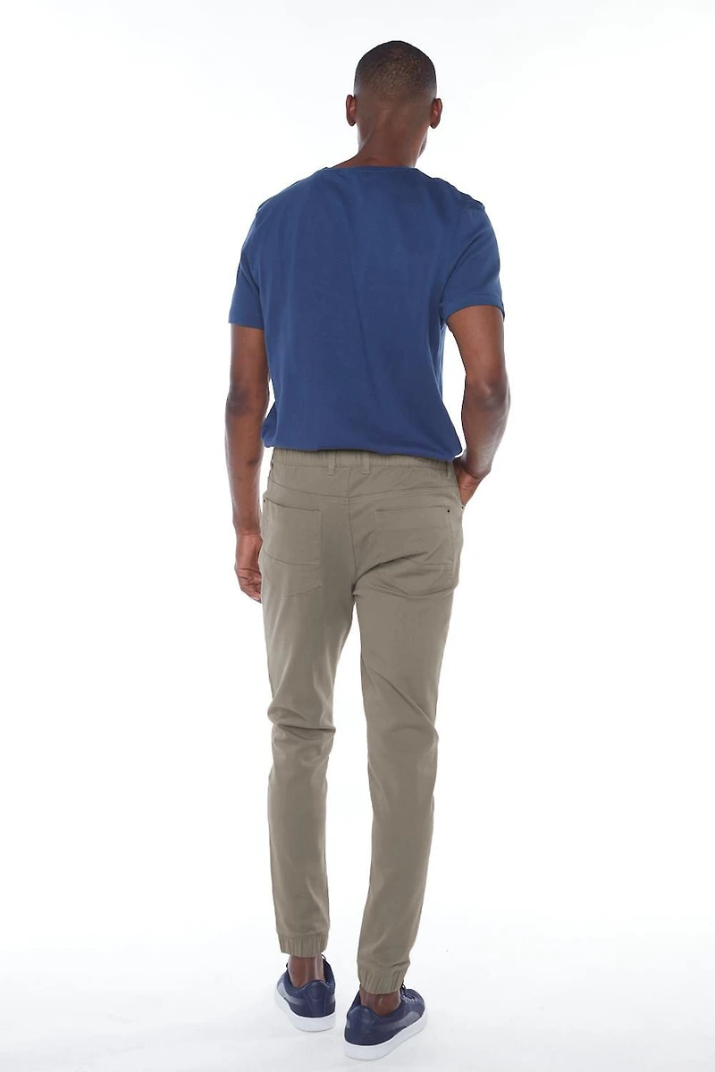 Jeaniologie ™ Men's 5-pocket Classic Cuffed Jogger- Light Olive
