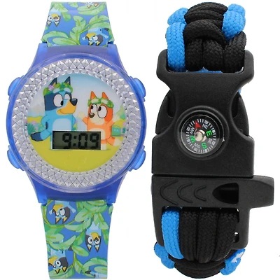 Montre Digitale Enfant Bluey avec Bracelet de Survie – Thème Jungle