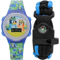 Montre Digitale Enfant Bluey avec Bracelet de Survie – Thème Jungle