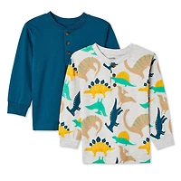 Lot de 2 t-shirts à col henley George pour petits garçons Tailles 2T-5T