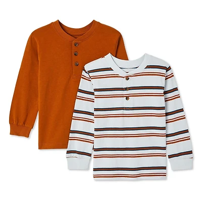 Lot de 2 t-shirts à col henley George pour petits garçons Tailles 2T-5T