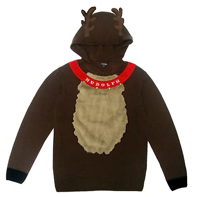 George Ugly Christmas Rudolph Hooded Tunic Sweater