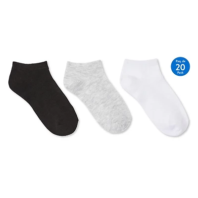 George Girls' Low-Cut Socks 20-Pack, Sizes 11/2-3/6