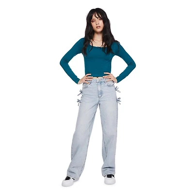 My Sister's Closet Girls' Long Sleeve Square Neck Seamless Top, Sizes S-XXL