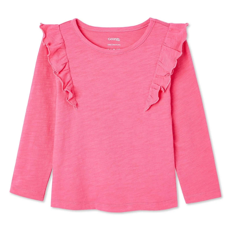 T-shirt à volants manches longues George pour petites filles Tailles 2T-5T