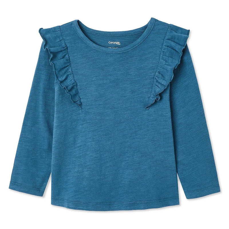 T-shirt à volants à manches longues George pour petites filles Tailles 2T-5T