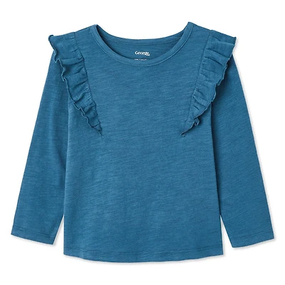 T-shirt à volants à manches longues George pour petites filles Tailles 2T-5T