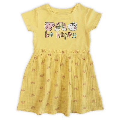 Peppa Pig Robe en jersey à manches courtes pour petites filles, avec col rond et jupe froissée, légère et fluide