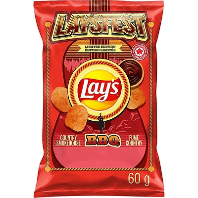 Lay's Country Smokehouse BBQ Flavoured Potato Chips, 60 g.