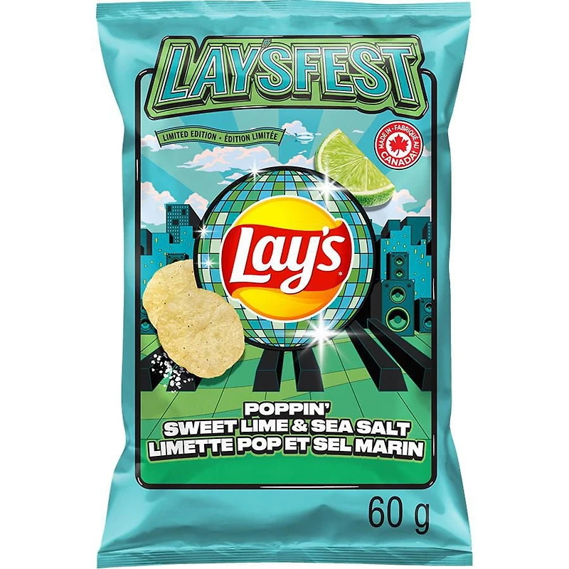 Lay's Poppin' Sweet Lime & Sea Salt Flavoured Potato Chips, 60 g.
