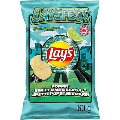 Lay's Poppin' Sweet Lime & Sea Salt Flavoured Potato Chips, 60 g.