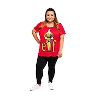 Ladies Plus Elf Movie Poster T-shirt à manches courtes et col rond