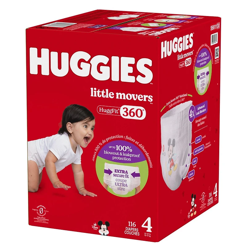 Couches pour bébé Huggies Little Movers HuggFit 360° avec ceinture 360°, tailles 3-7, 136-70 unités HUGFIT 360 MC S3-7| Count 136-70