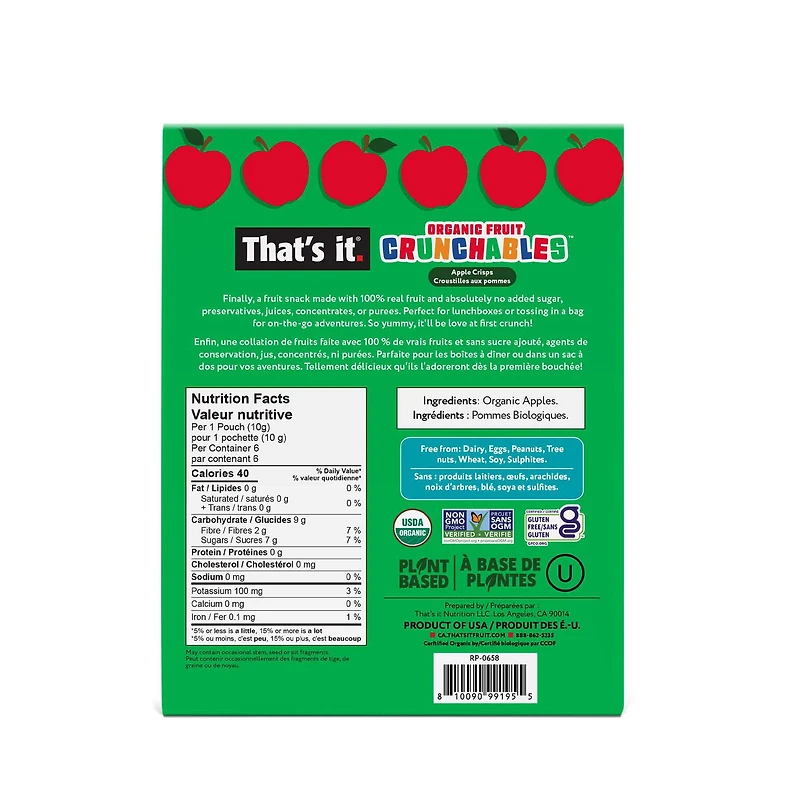 That's it Organic Apple Crunchables 6 un. 10 g