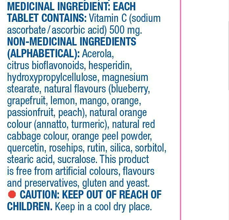 Equate Vitamine C 500mg Aromes Multi-Fruits