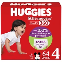 Huggies Little Movers HuggFit 360° Baby Diapers with 360° Waistband, Giga, Size 3-7, Count 76-44, HUG LM HF GIGA DPR S3-7|Count 76-44