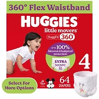 Huggies Little Movers HuggFit 360° Baby Diapers with 360° Waistband, Giga, Size 3-7, Count 76-44, HUG LM HF GIGA DPR S3-7|Count 76-44