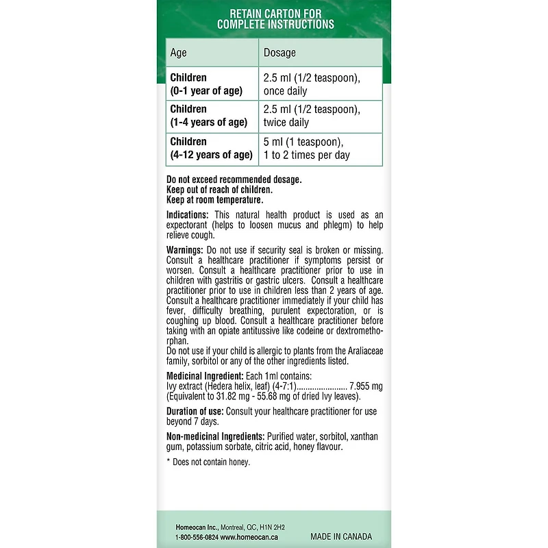 Sirop herbal Enfants 0-9 pour la toux et le rhume 100 ml