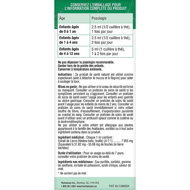 Sirop herbal Enfants 0-9 pour la toux et le rhume 100 ml