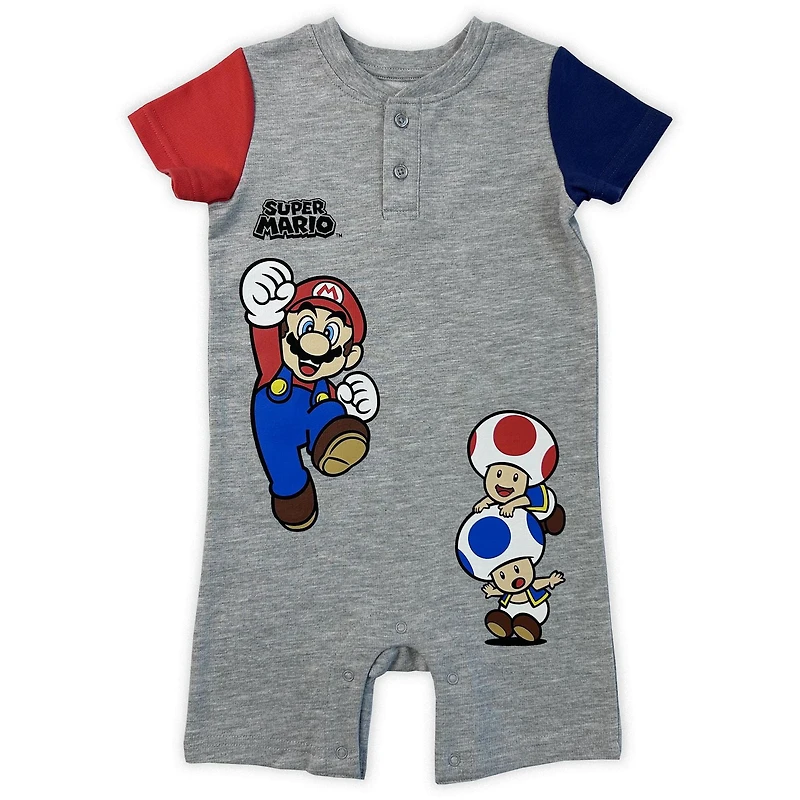Super Mario Bros Barboteuse à manches courtes color block pour bébés filles