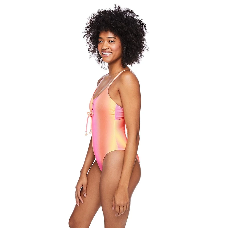 No Boundaries Women's Lace-Up Swimsuit 1-Piece