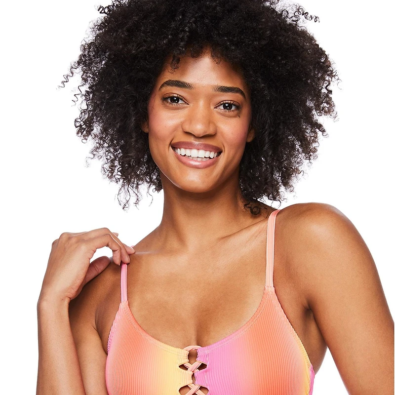 No Boundaries Women's Lace-Up Swimsuit 1-Piece