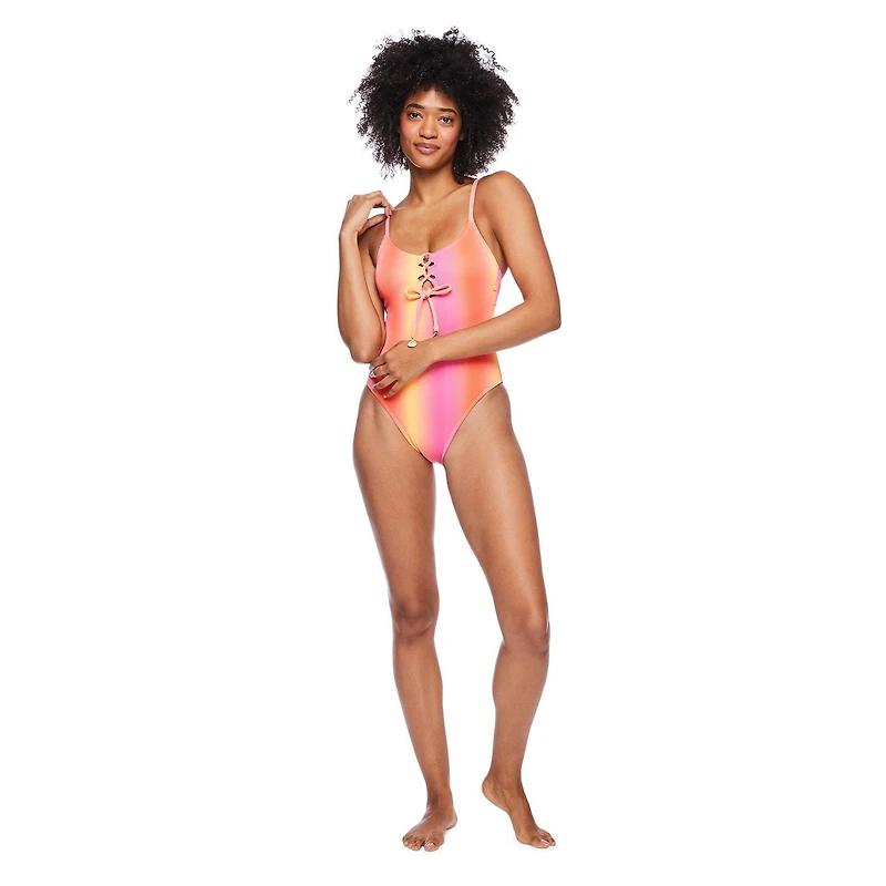 No Boundaries Women's Lace-Up Swimsuit 1-Piece