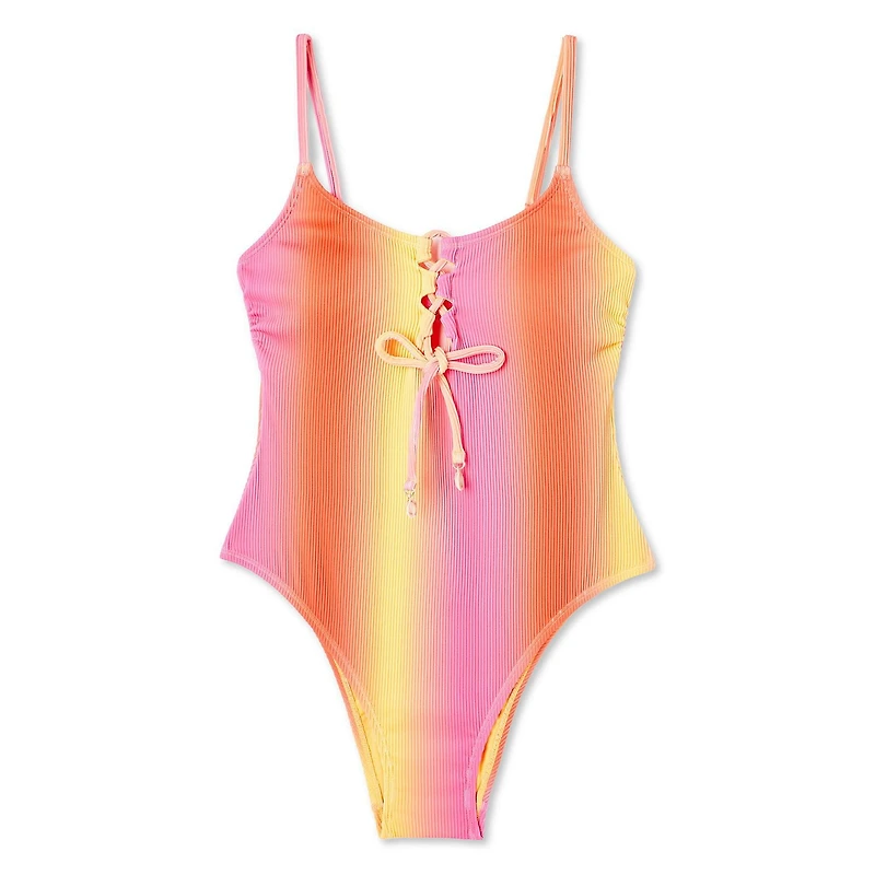 No Boundaries Women's Lace-Up Swimsuit 1-Piece
