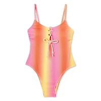 No Boundaries Women's Lace-Up Swimsuit 1-Piece