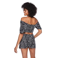 No Boundaries Women's Puff Sleeve Corset Top