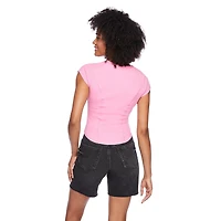 No Boundaries Women's Rib Henley Tee