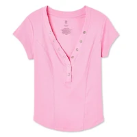 No Boundaries Women's Rib Henley Tee