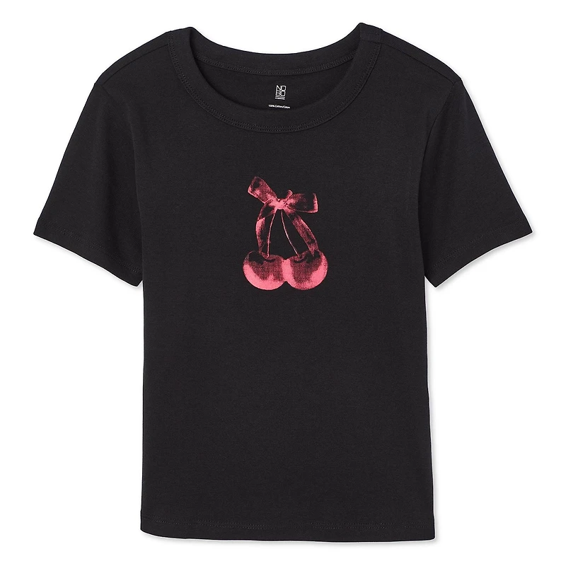 No Boundaries Women's Rib Baby Tee, Sizes XS-XXL