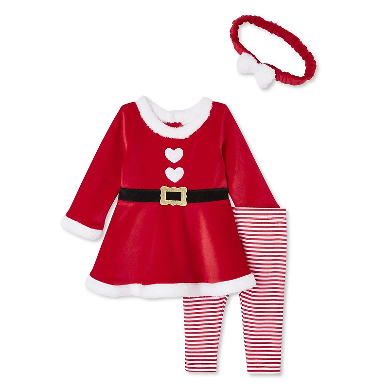George Baby Girls' Santa Legging 3-Piece Set