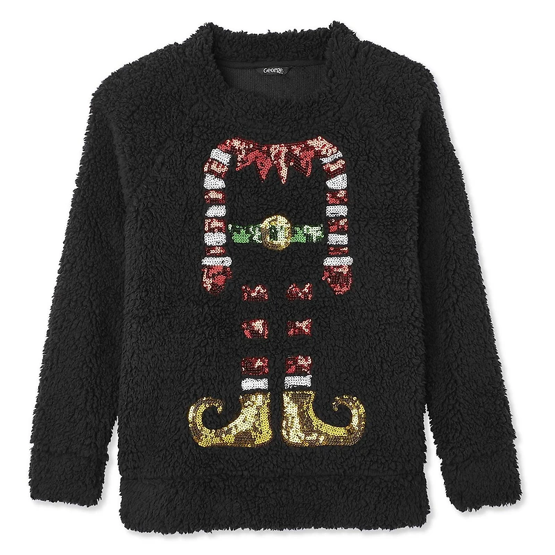 George Ladies Ugly Christmas Embellished Sherpa Tops