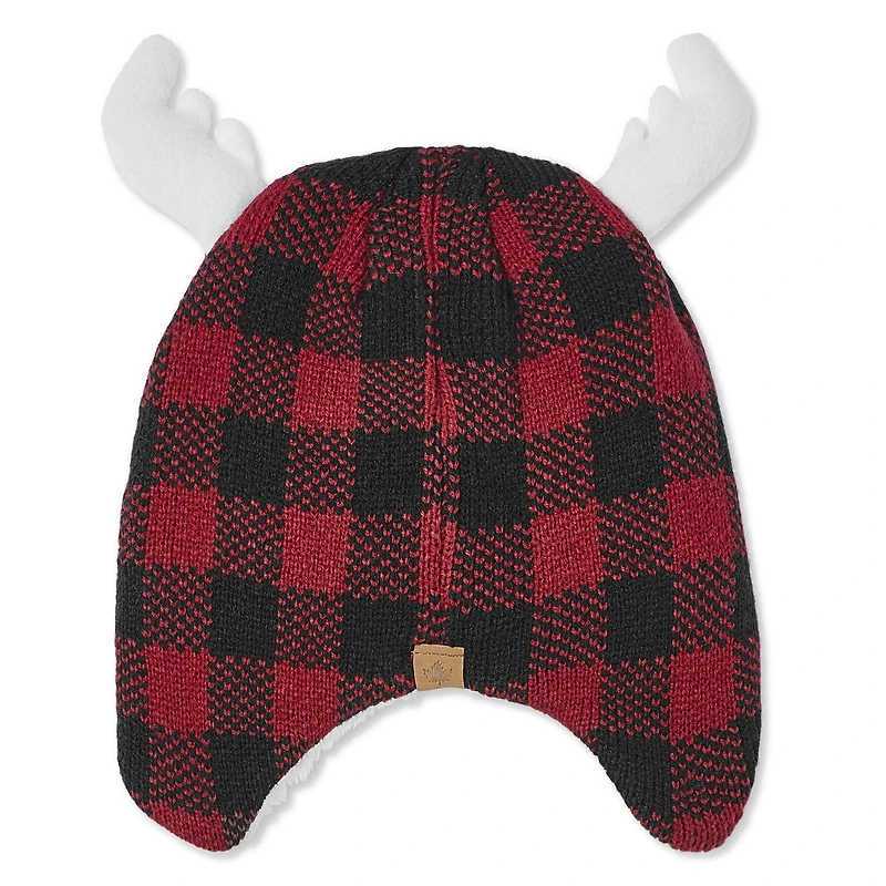 Canadiana Baby Boys' Buffalo Check Trapper Hat with Antlers