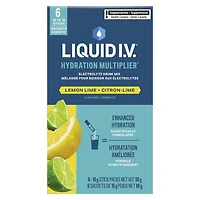 Liquid I.V. Lemon Lime Hydration Multiplier Electrolyte Drink Mix, 16g Mix/6 units
