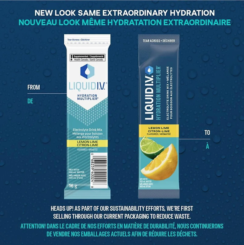 Liquid I.V. Lemon Lime Hydration Multiplier Electrolyte Drink Mix, 16g Mix/6 units