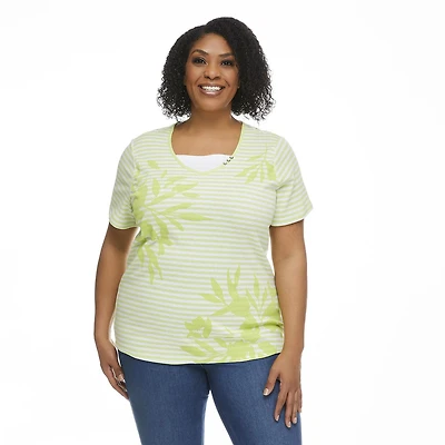 Penmans Plus Women's Short Sleeve V-Neckline Fooler Tee