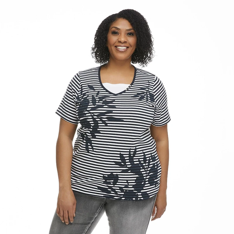 Penmans Plus Women's Short Sleeve V-Neckline Fooler Tee