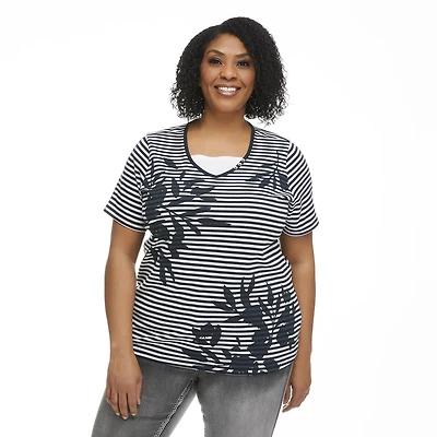 Penmans Plus Women's Short Sleeve V-Neckline Fooler Tee