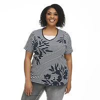Penmans Plus Women's Short Sleeve V-Neckline Fooler Tee