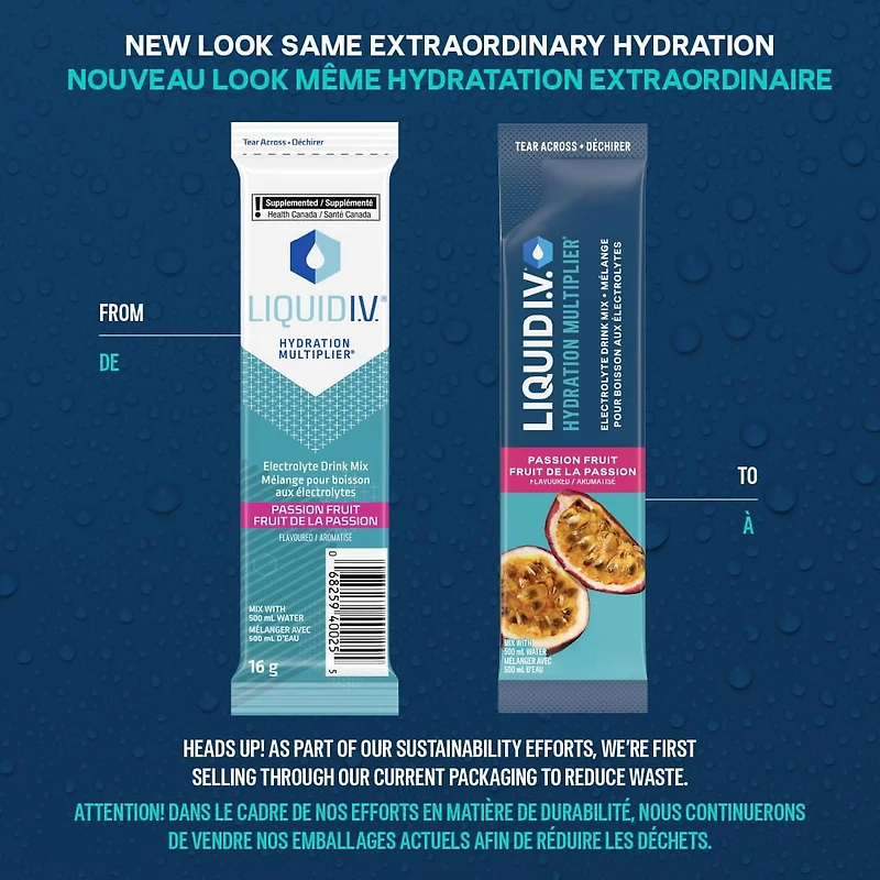 Liquid I.V. Passion Fruit Hydration Multiplier Electrolyte Drink Mix, 16g Mix/6 units