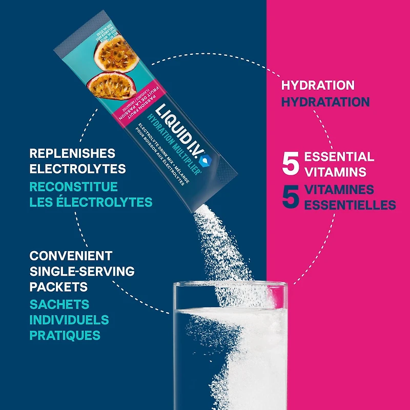 Liquid I.V. Passion Fruit Hydration Multiplier Electrolyte Drink Mix, 16g Mix/6 units