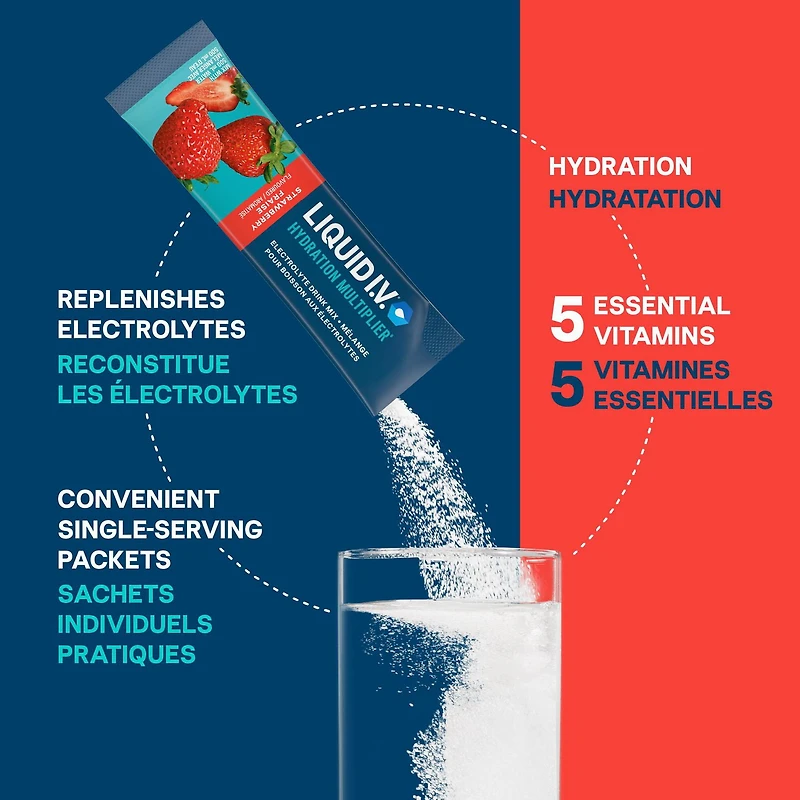 Liquid I.V. Strawberry Hydration Multiplier Electrolyte Drink Mix, 16g Mix/10 units