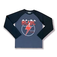 AC/DC T-shirt raglan pour garçon. Ce t-shirt raglan à manches longues pour garçon a un col ras du cou et peut être porté avec son jean préféré et